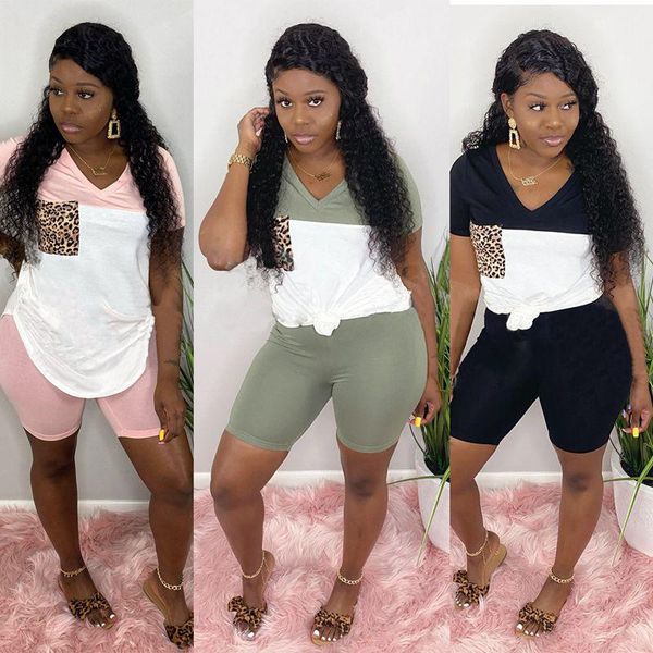 

women's two piece pants 2 pieces set women summer 2021 europe stripes leopard grain pure color suit sports drop zxp9559, White