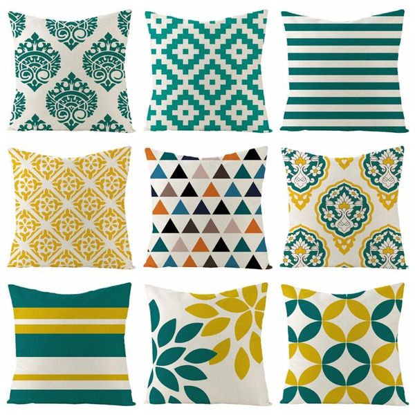 

cushion/decorative pillow linen case decorative cushion cover square seat funda cojin home decor kussenhoes geometric decoration