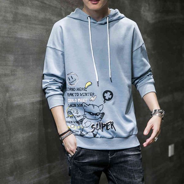 

sweater hoodies spring and autumn men's hooded korean loose leisure long sleeve youth handsome men, Black
