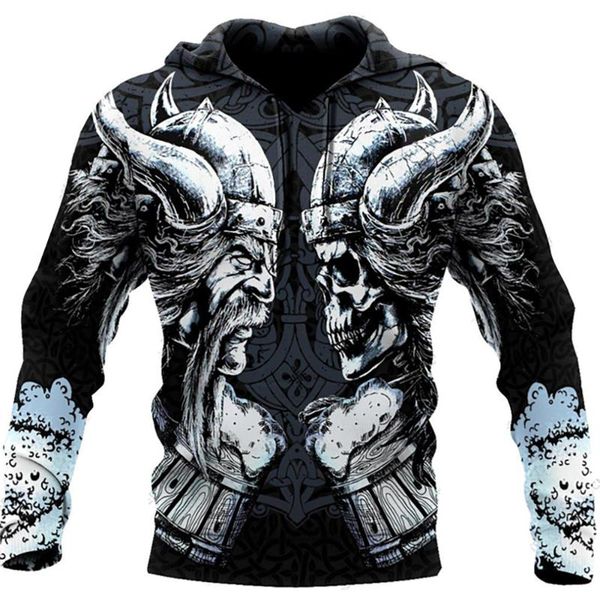 

men's hoodies & sweatshirts beautiful viking tattoo symbol 3d printed deluxe hoodie sweatshirt spring autumn street loose pullover ca, Black