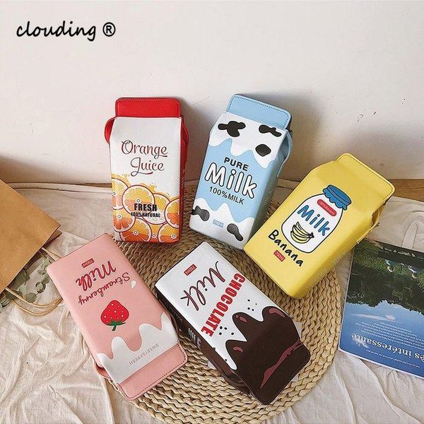 

evening bags printed fruit pu small satchel girl cartoon strawberry banana milk shoulder bag messenger wallet mobile phone