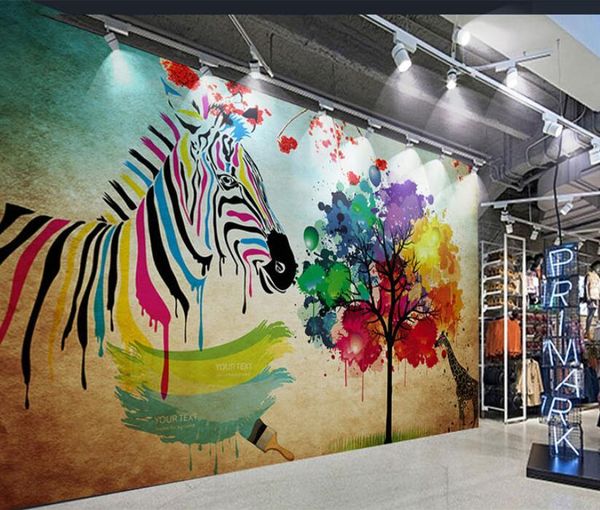 

wallpapers cjsir tv background 3d wallpaper for wall hand drawn color zebra mural custom murals papel po paper roll living room