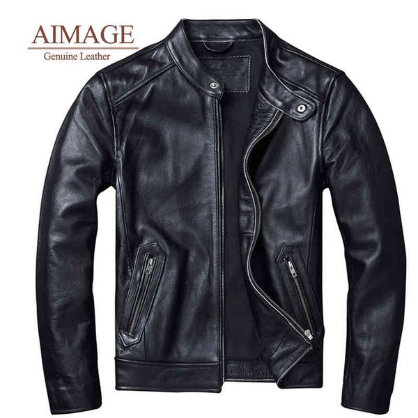 

2021 new cowhide leather et men's motorcycle biker spring natural genuine leather ets de cuero genuino s-6xl py043, Black