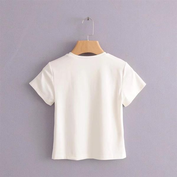 

navel short-sleeved slim shirt was thin high waist tight-fitting women's t-shirt 210507, White