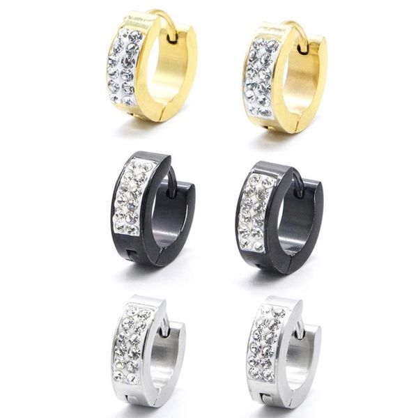 

stud earrings stainless steel rhinestone fashion jewelry ears pierced for men women women's, Golden;silver
