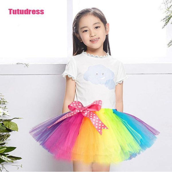 

skirts fluffy handmade rainbow tutu skirt colorful party girl dance baby clothes kids birthday gift, Blue