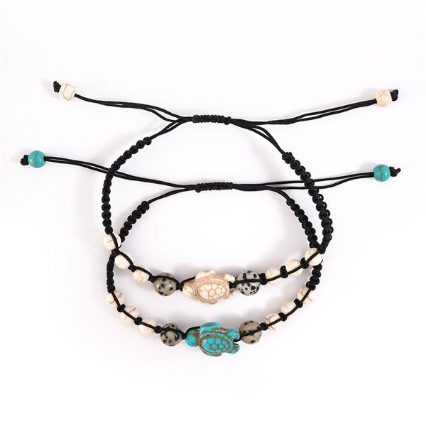 

sea turtle beads bracelets for women men 2 colors natural stone strand elastic friendship bracelet beach jewelry gifts, Golden;silver