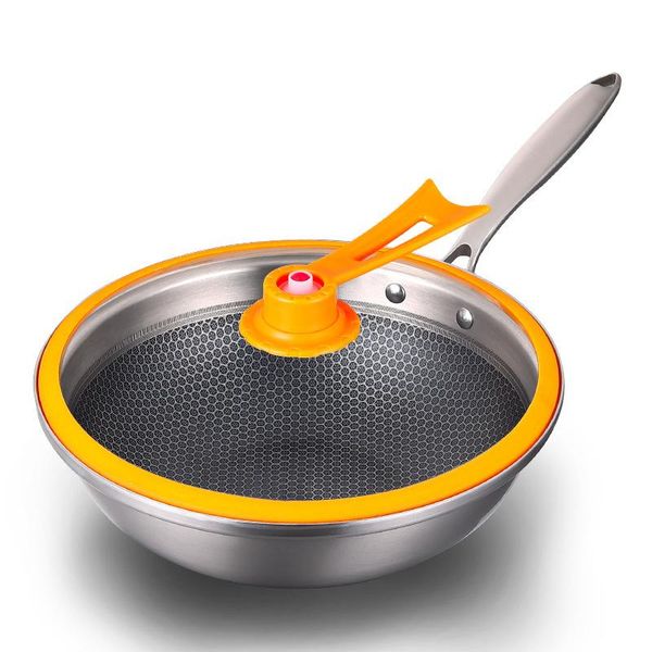 

stainless steel wok non-stick smoke-cooking pot gas induction cooker pan pans