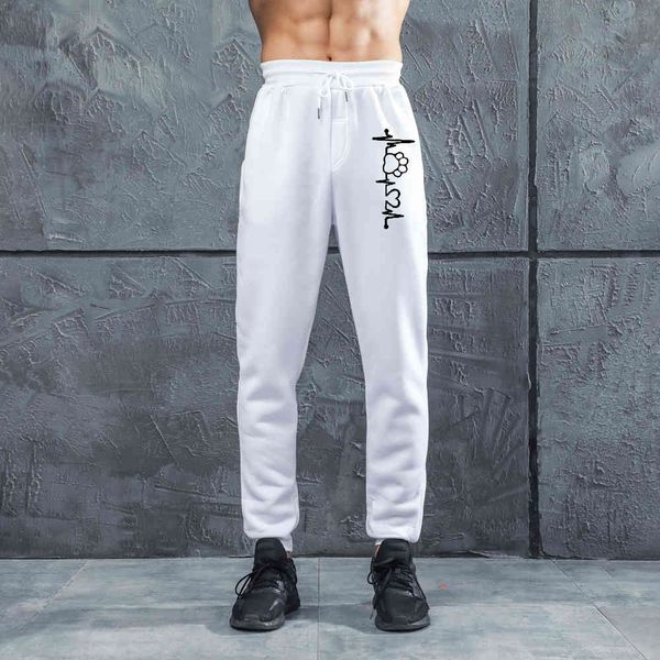 

fashion boutique pants men's autumn and winter printed, Black