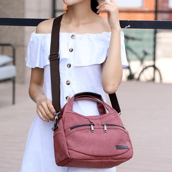 

duffel bags women's canvas handbags female hobos single shoulder woman crossbody pack vintage solid multi-pocket ladies totes bolsas