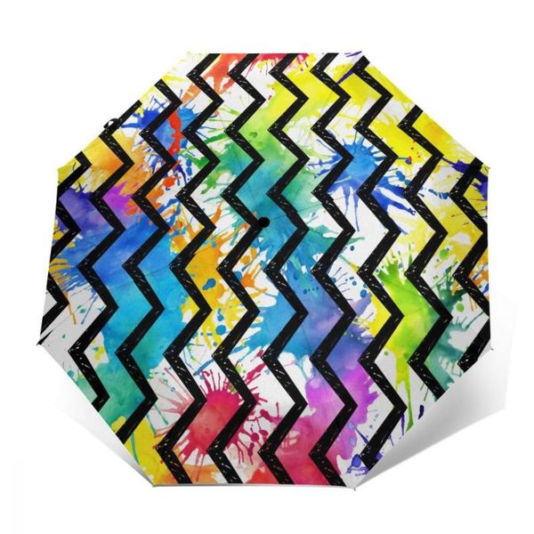 

umbrellas automatic umbrella rain women three-folding multicolored splatters windproof female waterproof parasol