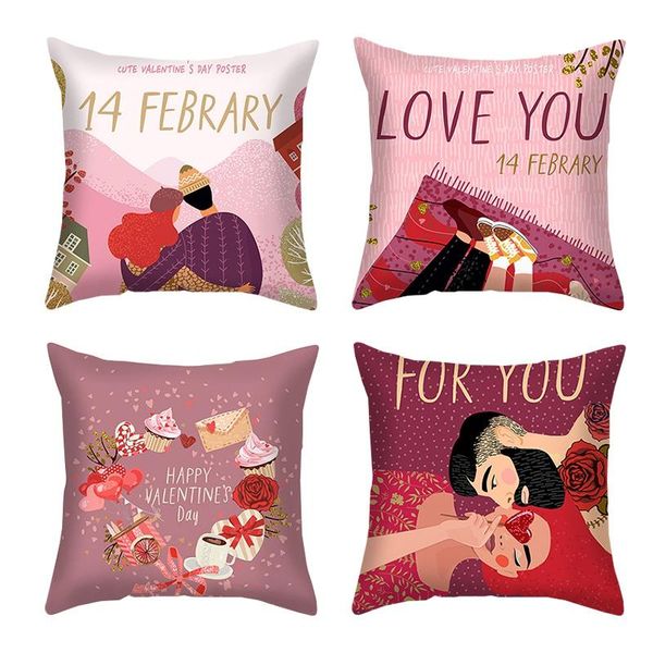 

pillow case 4 pcs cushion cover valentine's day decorative throw pillows creative home decoration for sofa car seat