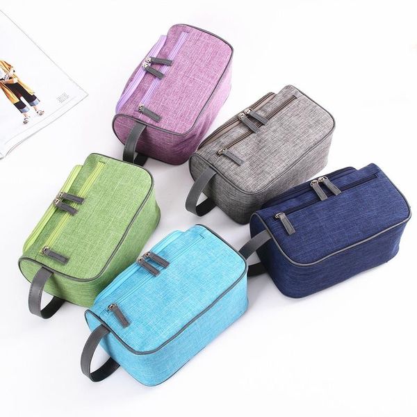 

women men big cosmetic bag double zipper make up case travel washing organizer beautician essential ladies makeup bags package & cases