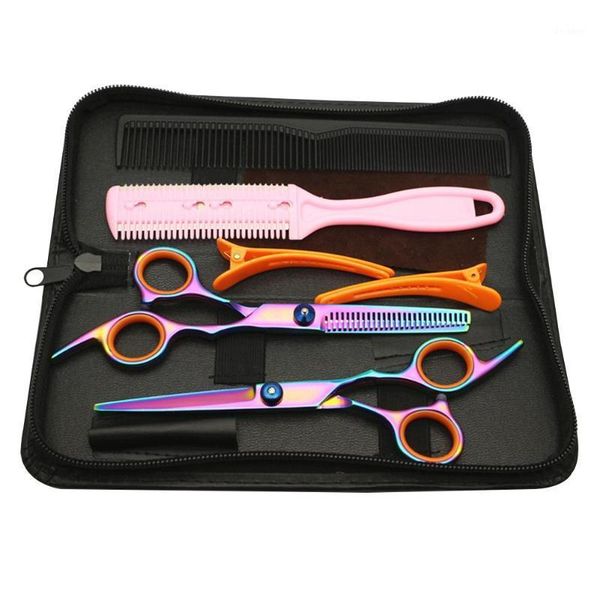 

set colored hairdressing scissors household professional tools1