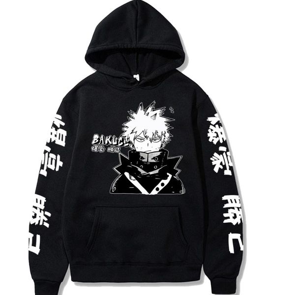 

men's hoodies & sweatshirts 2021 my hero academia men female harajuku pullover sweats hoodie fashion japan anime bakugou katsuki, Black