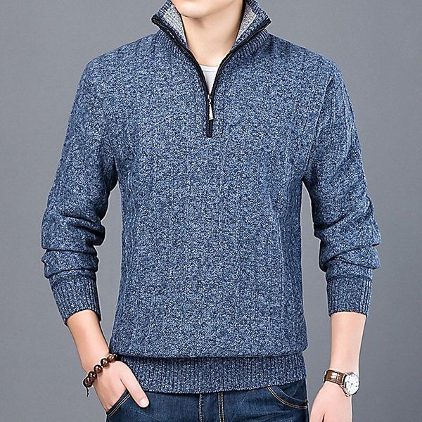 

men's cardigan pullover knitted solid color stylish vintage style zipper front long sleeve sweater cardigans stand collar fall winter b, White;black