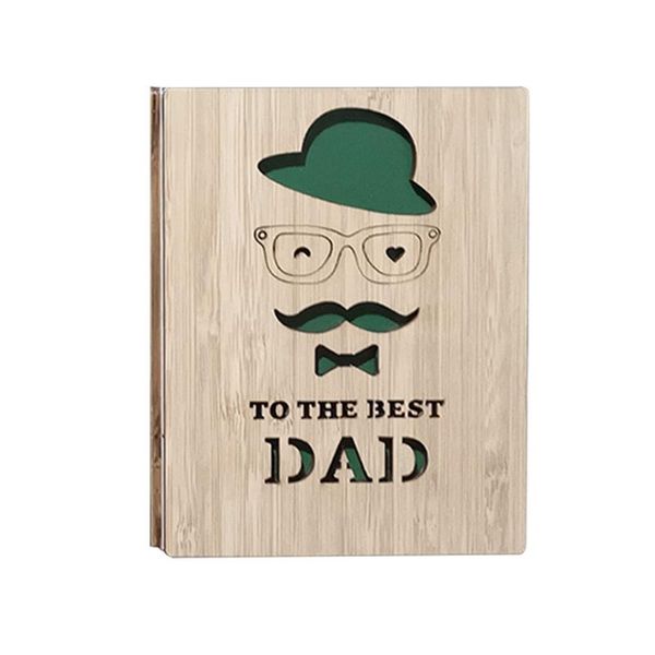 

greeting cards father's day bamboo card handmade with mustache tie and glasses simple compactly warm feeling multi-function