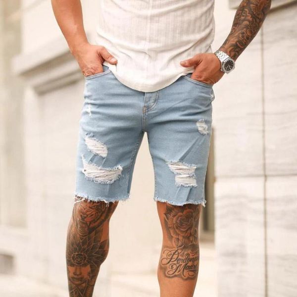 

men's shorts 70% sell broken cool knee-length destroyed men jean for daily life, White;black