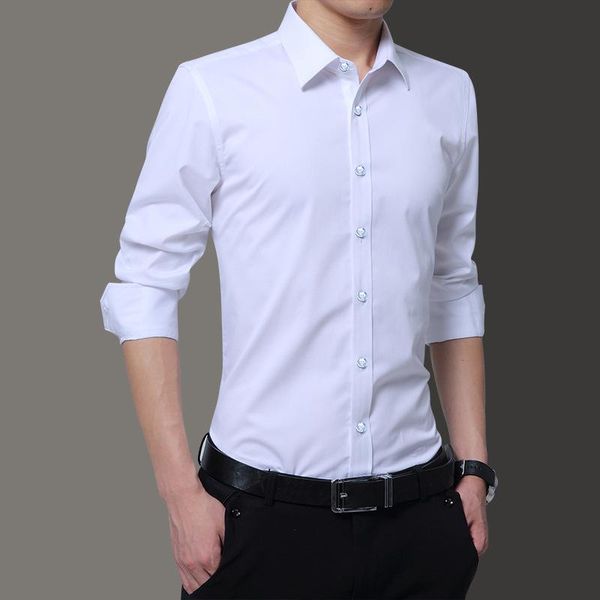 

men's dress shirts business shirt autumn 2021 korean youth slim fitting workwear man white, White;black