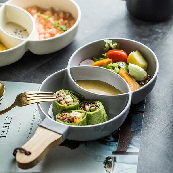 

dishes & plates muzity ceramic snack plate special design round dessert with handle tableware