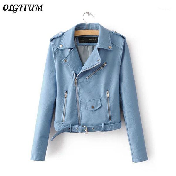 

women's jackets olgitum 2021 fashion ladies 5 colors pu jacket women casual slim motorbike short coat for female, Black;brown