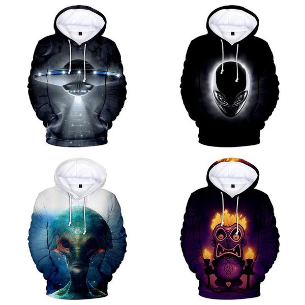 

men's hoodies & sweatshirts fashion et alien 3d printed hip hop men women funny long sleeve homme pocket boys/girls pulloners, Black