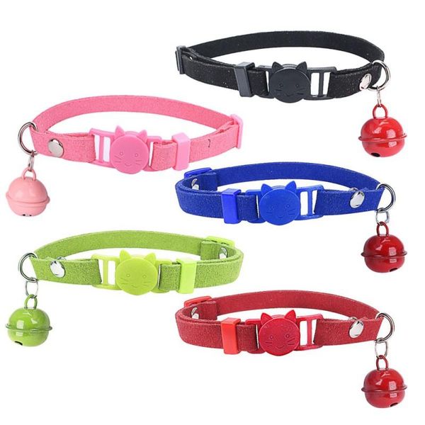 

dogs cat collar puppy nylon reflective pet dog necklace bell with safety buckle supplies collars & leashes