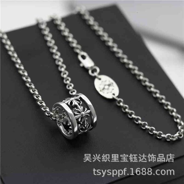 

luxury designer chrome/hearts chaopai croix hollow out cross flower ring small waist pendant necklace versatile men and women clavicle, Red;brown