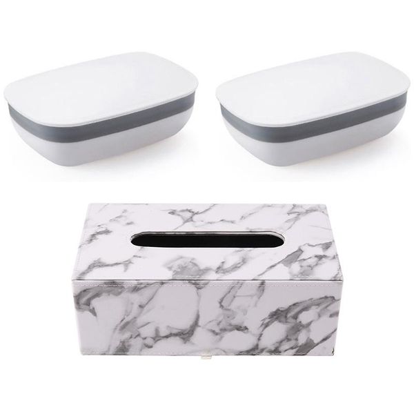 

soap dishes 2pcs travel holder dish case with strong sealing white marble pattern jewelry el paper box