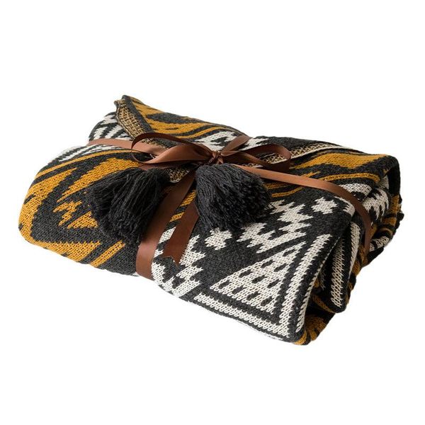 

blankets nordic style film black bed blanket sofa air conditioning skin-friendly knitted