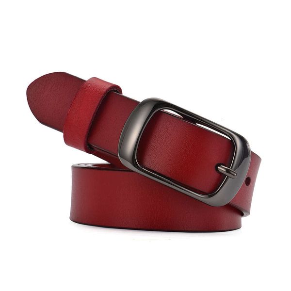 

belt pin buckle two-layer leather women's belt casual fashion versatile, Black;brown