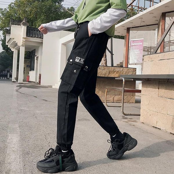 

women's pants & capris women cargo 2021 fashion high waist trousers pocket streetwear fall spring plus size sweatpants casual pant bott, Black;white
