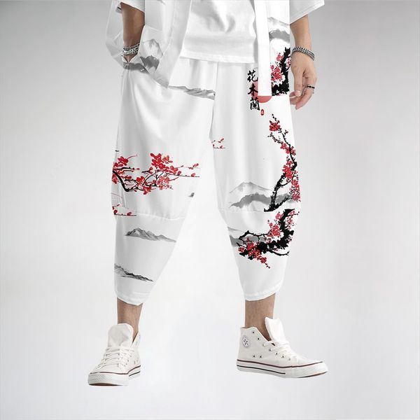 

fashion harem chinese style floral women pant print hip hop long for mens clothings, Black