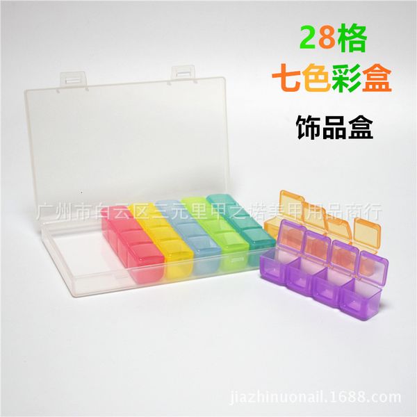 

grid nail enhancement tools 28 colorful jewelry mini drill plastic storage box detachable anti falling