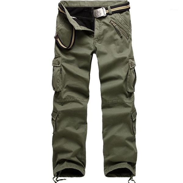 

mens fleece cargo pants winter thick warm double layer multi pocket military baggy tactical trousers big size 122505 men's, Black