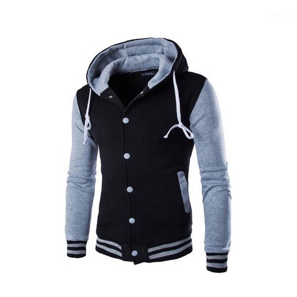 Erkek Hoodie Beyzbol Ceket Erkekler 2021 Moda Tasarım Siyah Slim Fit Varsity Marka Şık Koleji Jacekt Veste Homme