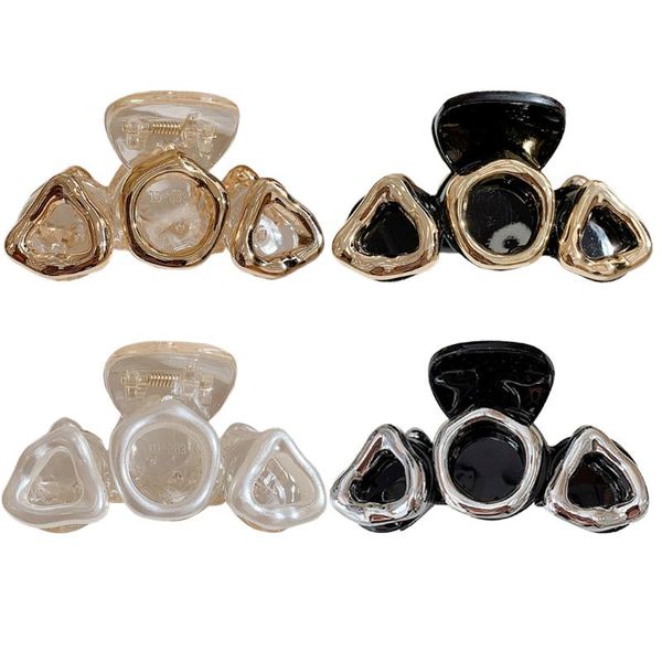 

hair clips & barrettes 4pcs women vintage claw clip acrylic jaw catch headband hairpin crab accessories, Golden;silver