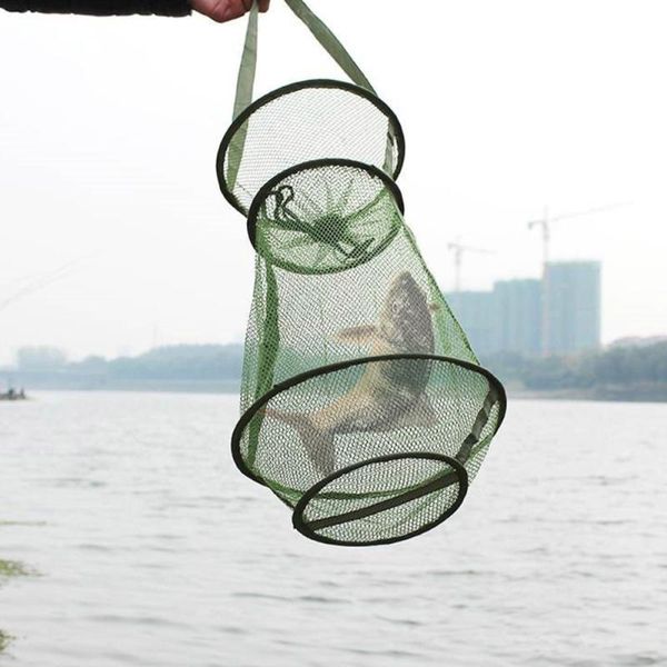 

3pcs mesh hole folding crab lobster net fishing accessories (small size) (green)