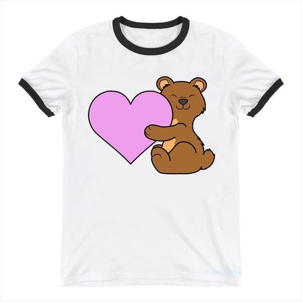 

kawaii bears pink love mens animal print tshirts and women clothes funny t shirt femme valentines day female wholesale, White;black