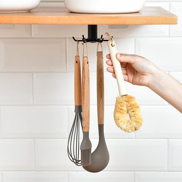 

hooks & rails cupboard shelf hanging hook, kitchen 360° rotating storage rack, closet clothes hanger, wardrobe holder,