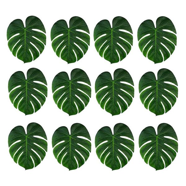

decorative flowers & wreaths lixf 36 pcs tropical artificial plant palm monstera leaves - decoration leaf table decor accessories (13.8 inch