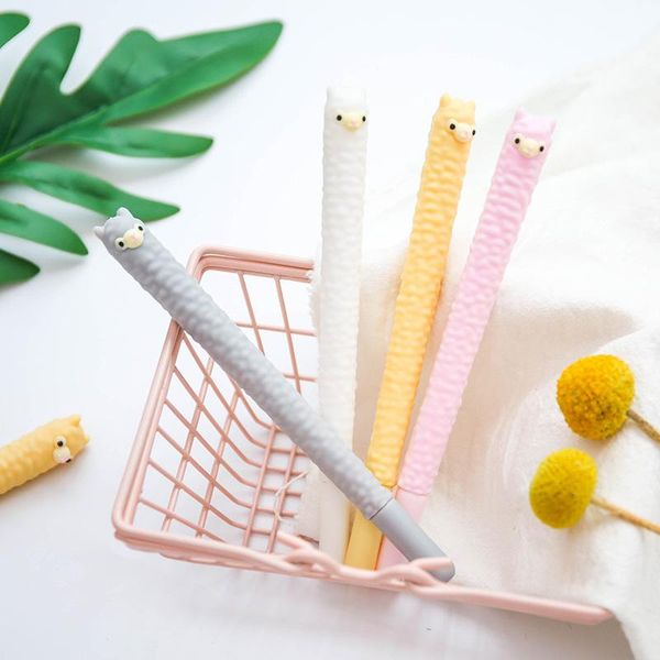 

gel pens 1pcs kawaii cartoon alpaca shape pen 0.5mm black blue ink student stationery novelty girl gifts school office supplies