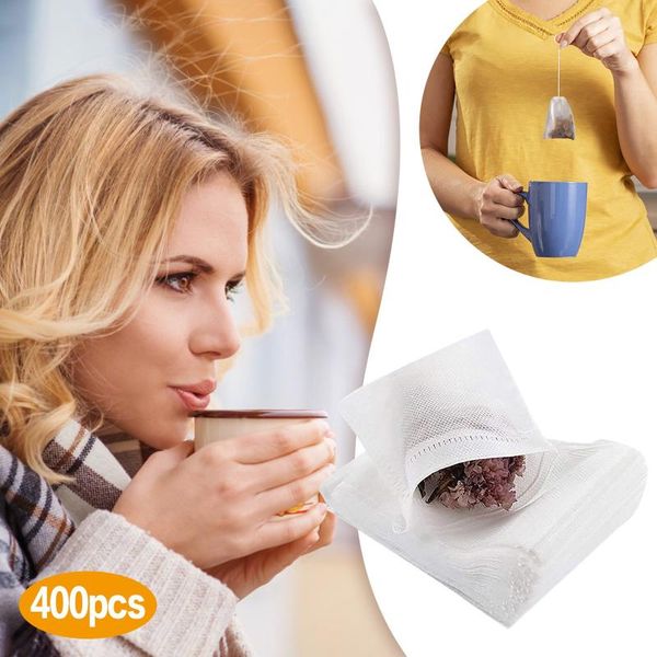 

coffee filters 400pcs disposable tea bags filter for infuser with string heal seal food grade non-woven fabric spice #t2p