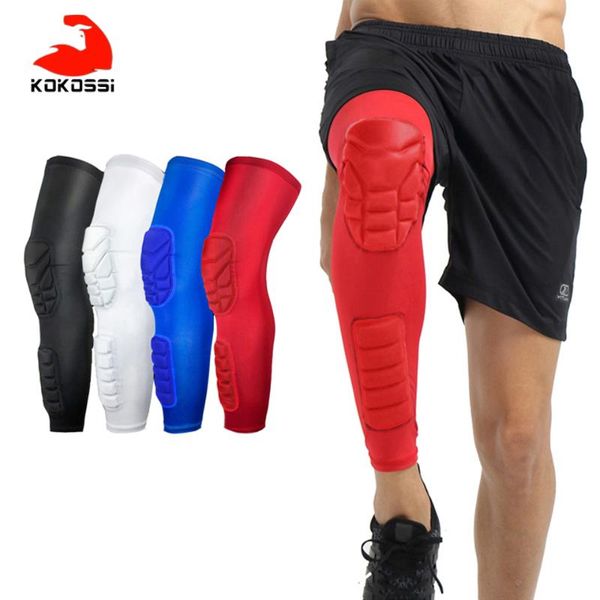 

kokossi 1pcs basketball knee pads lengthen breathable compression calf sleeves brace hiking cycling leg protectors elbow &, Black;gray