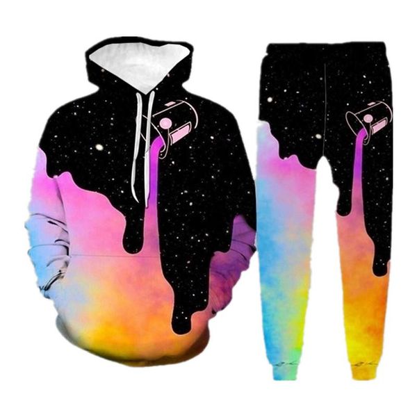 

men's thermal underwear hooded set spring and autumn the color contrast casual sports long sleeve pullover suit, Black;white