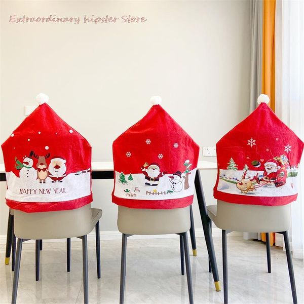 

chair covers 1pcs santa claus cap cover christmas dinner table party red hat