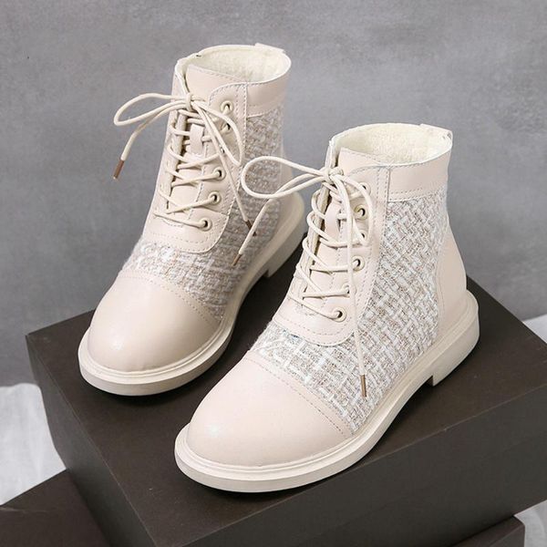 

boots timalina women spring/autumn fashion comfortable round toe square heel cross strap warm short plush shoes, Black