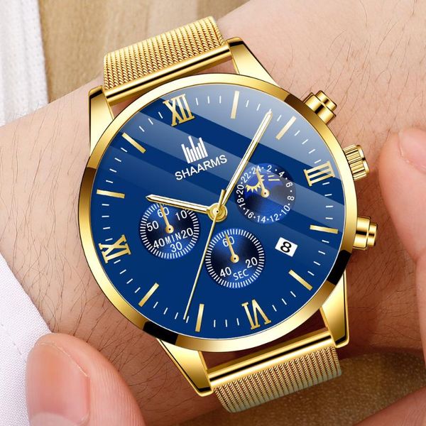 

wristwatches men watches male calendar stainless steel mesh casual quartz watch relogio masculino men's business wristwatch clock, Slivery;brown