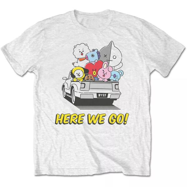 

bt21 bts official here we go t-shirt men unisex, White;black