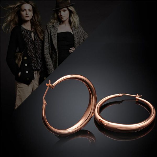 

minimalism round hoop earrings for women girl gold color rose golden zircon earing auricular fashion jewelry brincos & huggie, Golden;silver